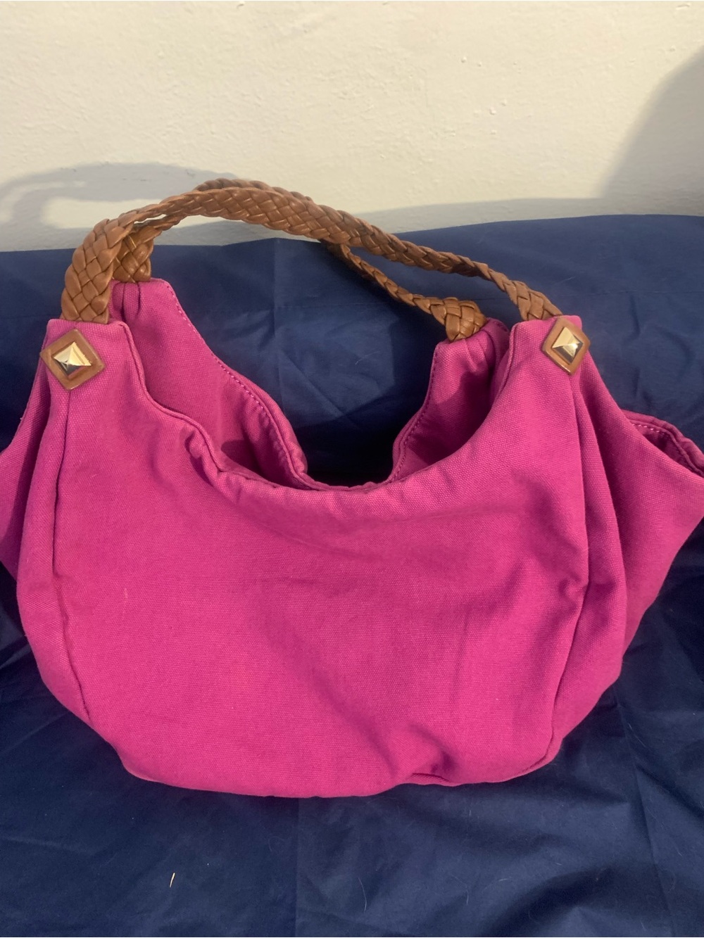 Gianni bini Pink Women's Hobo Bag with Braided Tan Handles